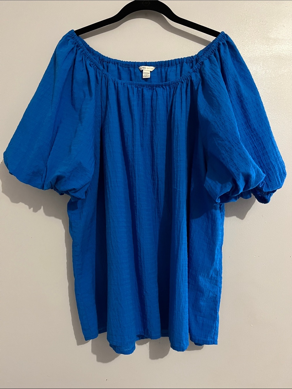 Cato 22/24 W Lush Royal Blue Off-Shoulder Puff Sleeve Top